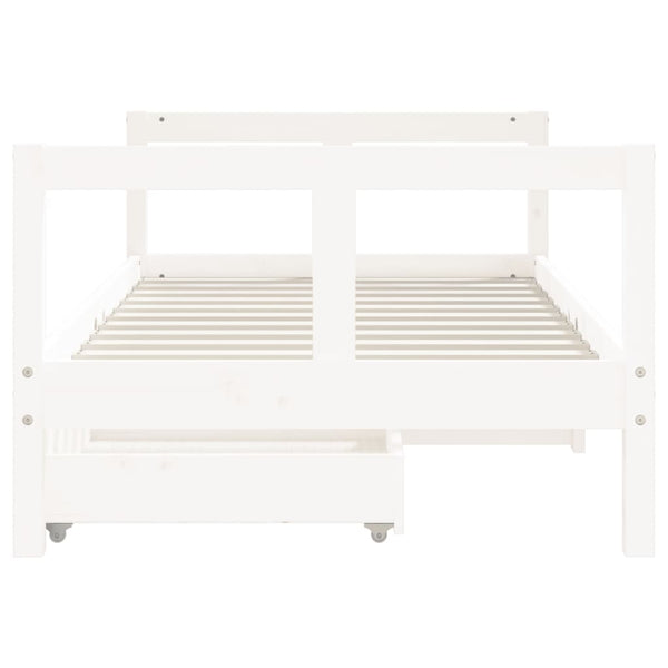 Children's bed frame with drawers 80x160cm solid pine white