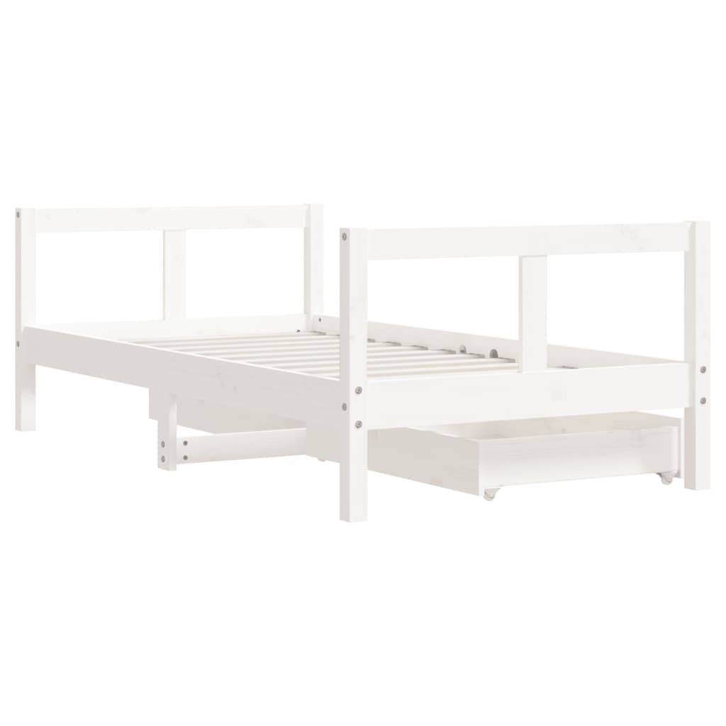 Estructura de cama infantil con cajones 80x160 cm pino macizo blanco