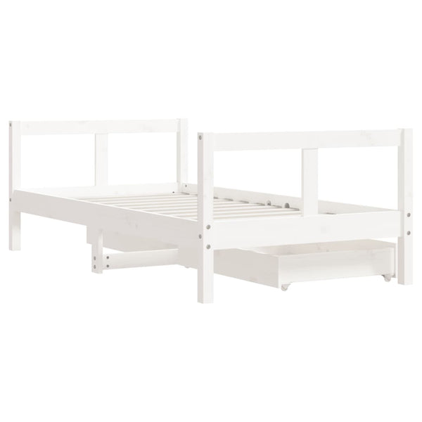 Children's bed frame with drawers 80x160cm solid pine white