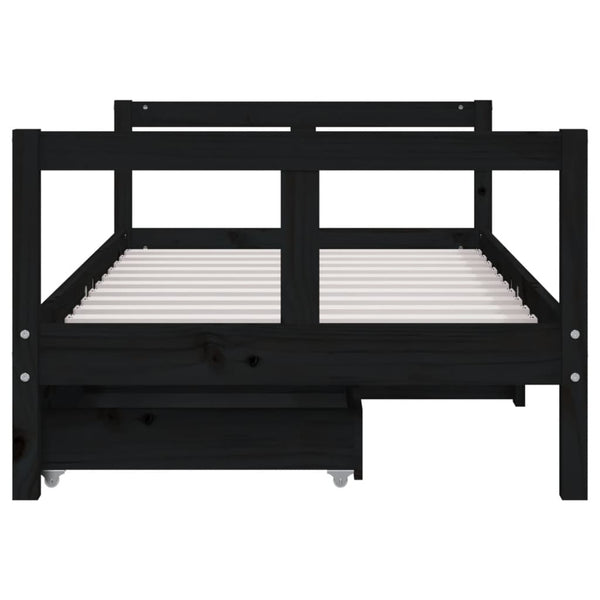 Estructura de cama infantil con cajones 80x160 cm pino macizo negro