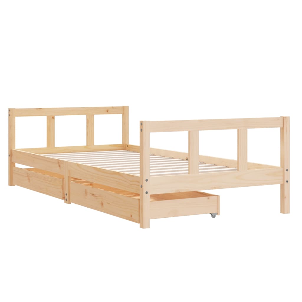 Children's bed frame with drawers 90x190 cm solid pine