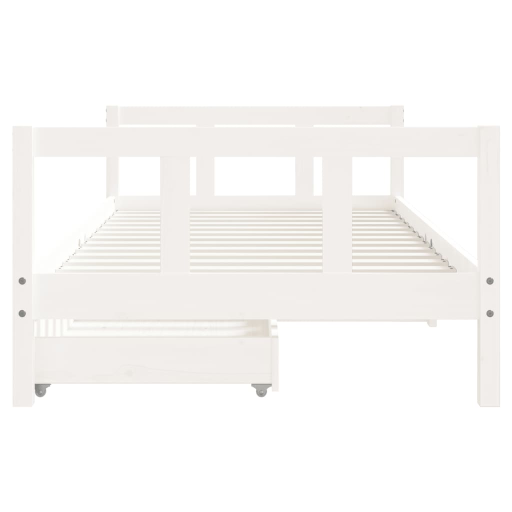 Children's bed frame with drawers 90x190cm solid pine white