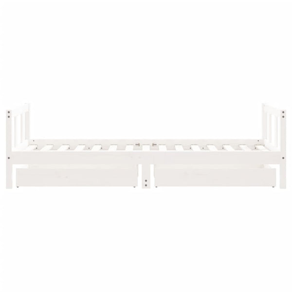 Children's bed frame with drawers 90x190cm solid pine white