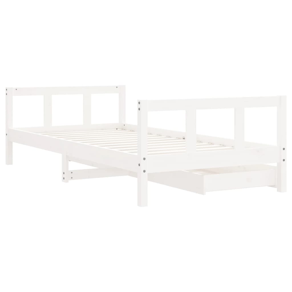 Estructura de cama infantil con cajones 90x190cm pino macizo blanco