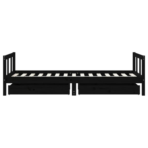 Estructura de cama infantil con cajones 90x190 cm pino macizo negro