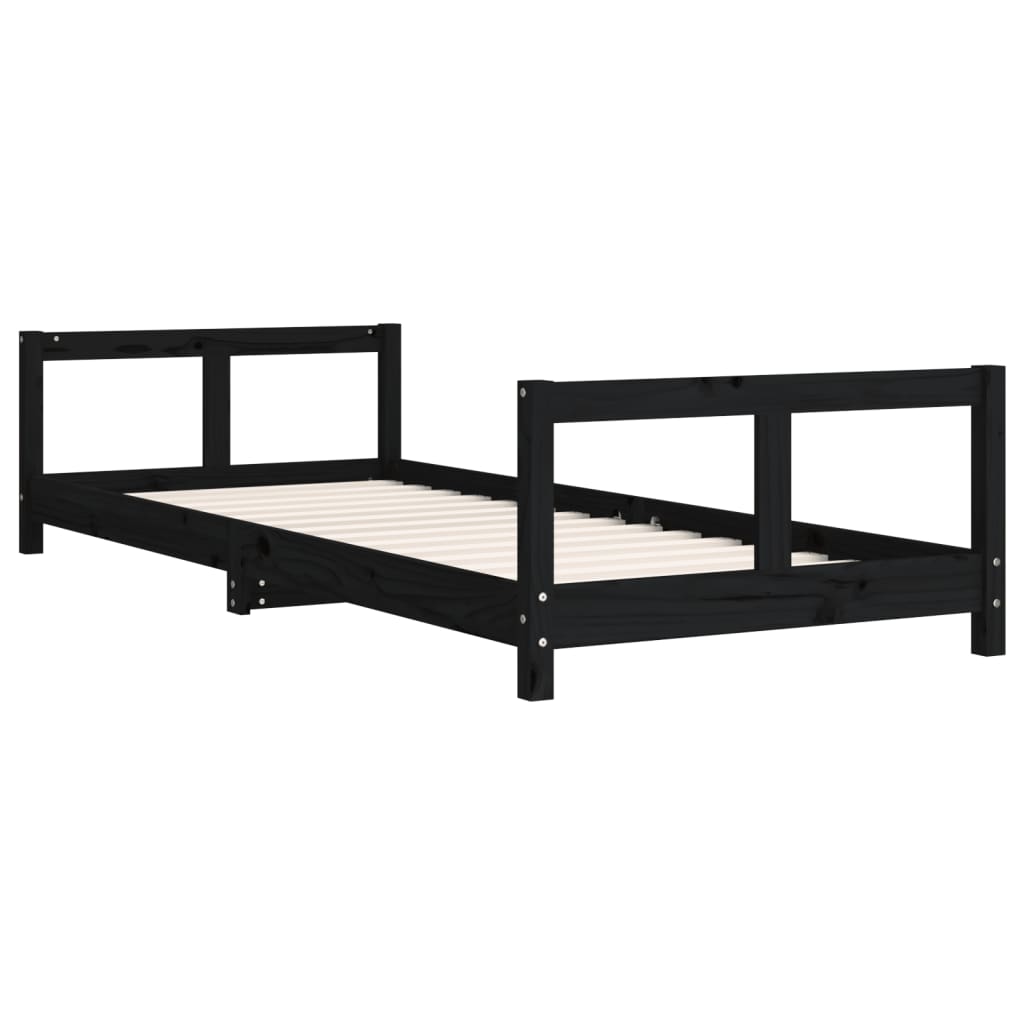 Estructura de cama infantil de pino macizo negro 80x200 cm