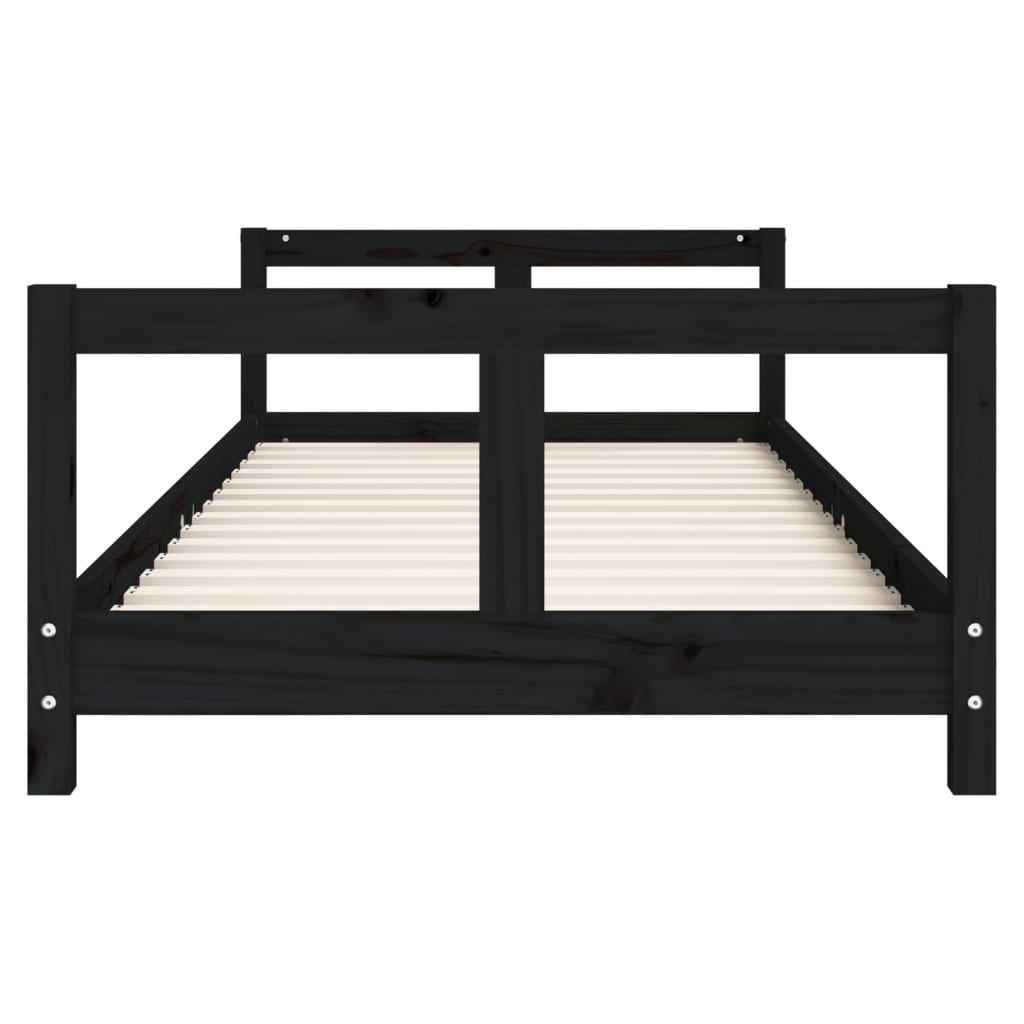 Estructura de cama infantil de pino macizo negro 80x200 cm