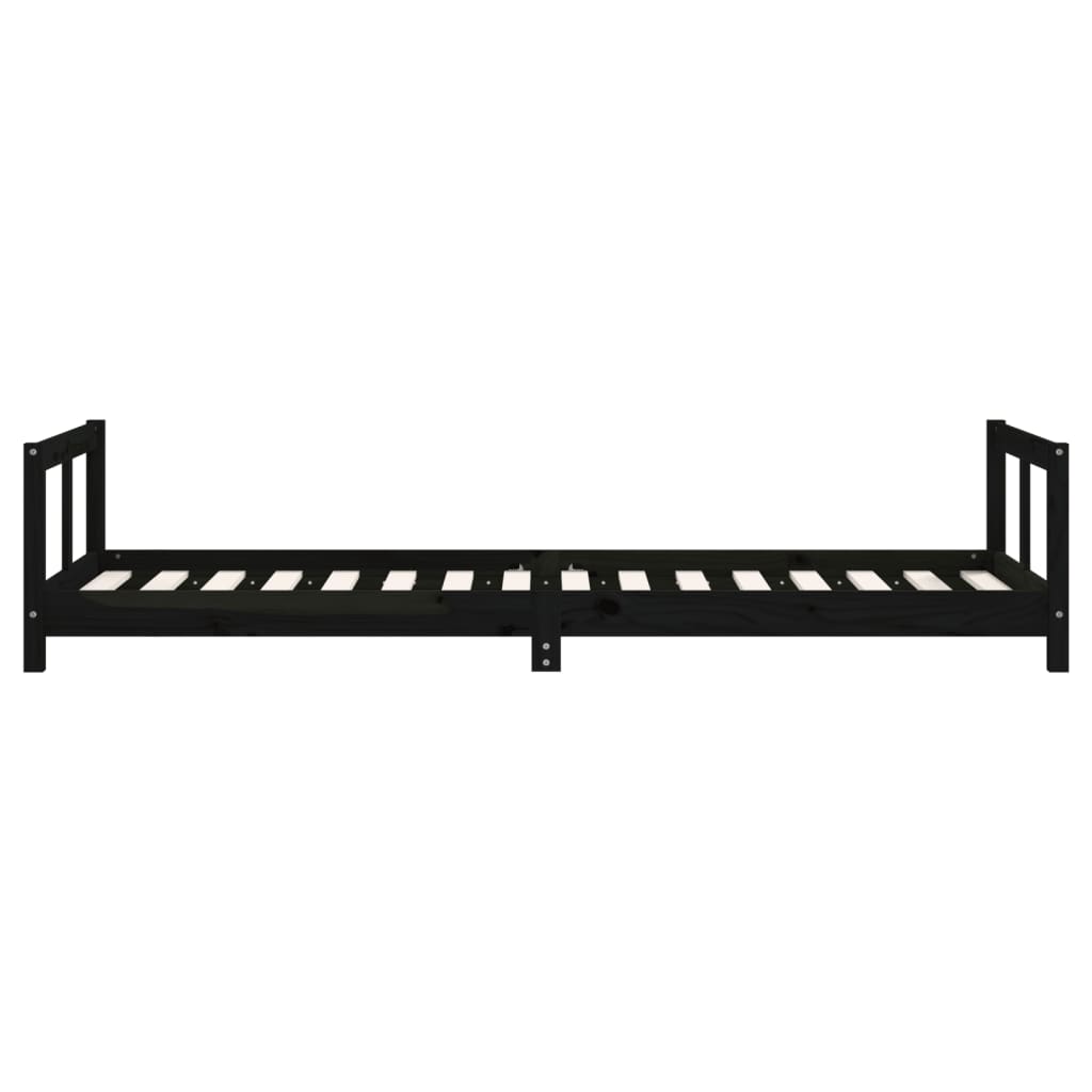 Estrutura de cama infantil 80x200 cm pinho maciço preto