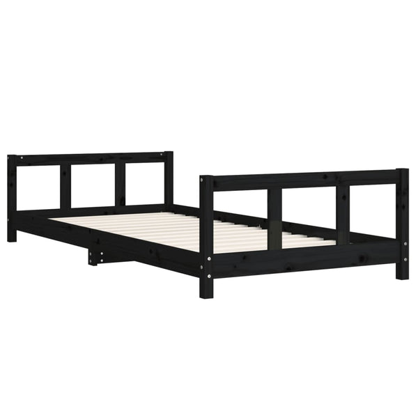 Children's bed frame 90x200 cm black solid pine