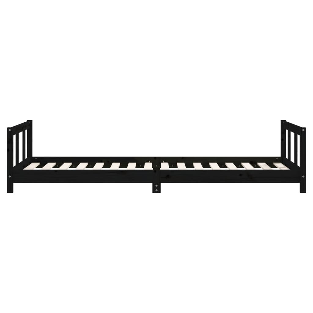 Estructura de cama infantil 90x200 cm pino macizo negro