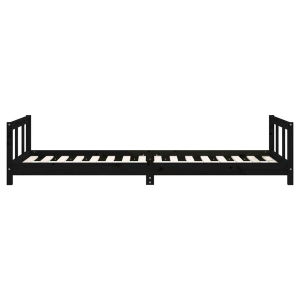 Children's bed frame 90x200 cm black solid pine