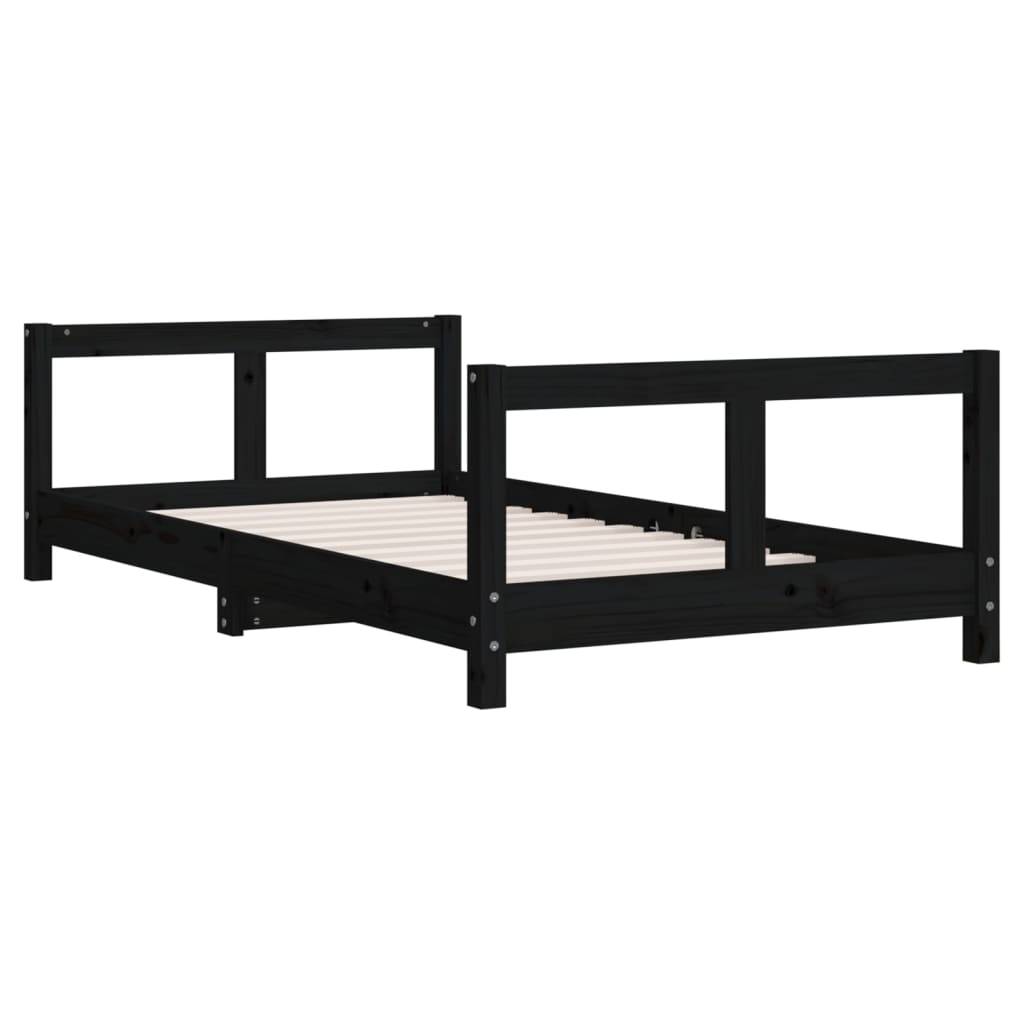 Children's bed frame 80x160 cm black solid pine