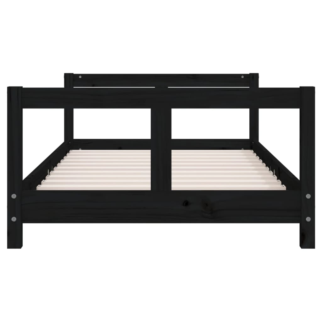 Estructura de cama infantil de pino macizo negro 80x160 cm