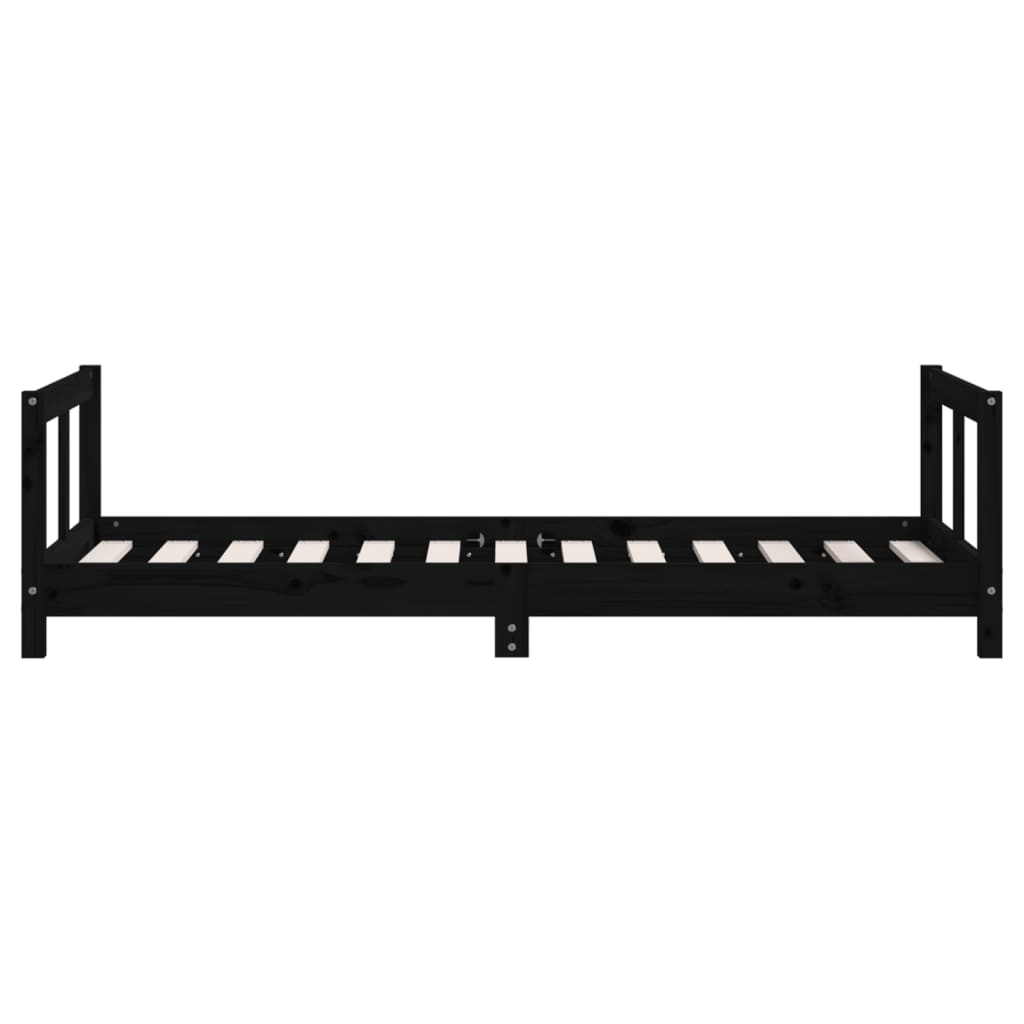 Estructura de cama infantil de pino macizo negro 80x160 cm