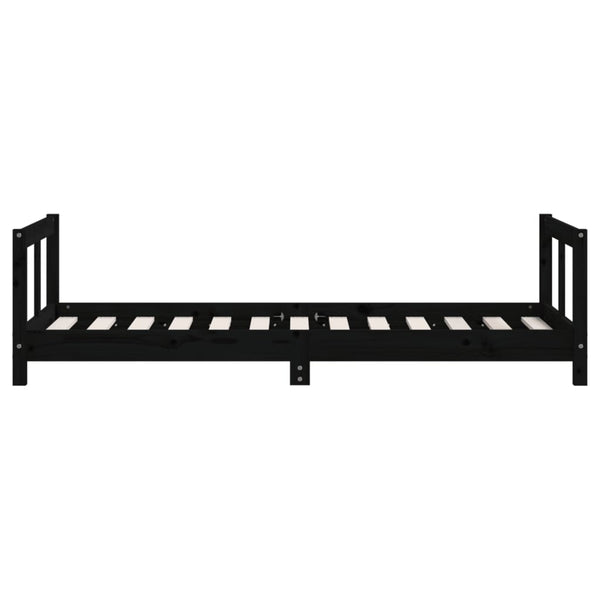 Estructura de cama infantil de pino macizo negro 80x160 cm