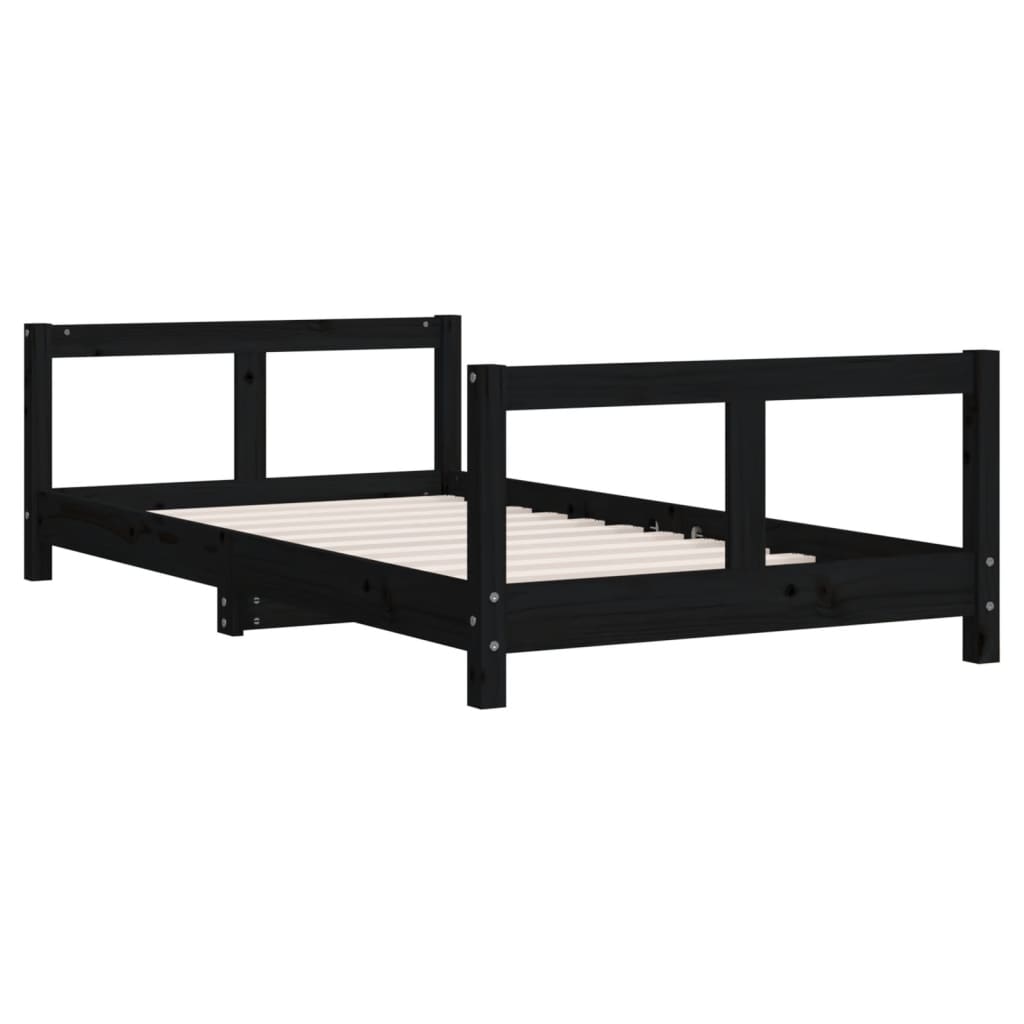 Estructura de cama infantil de pino macizo negro 80x160 cm