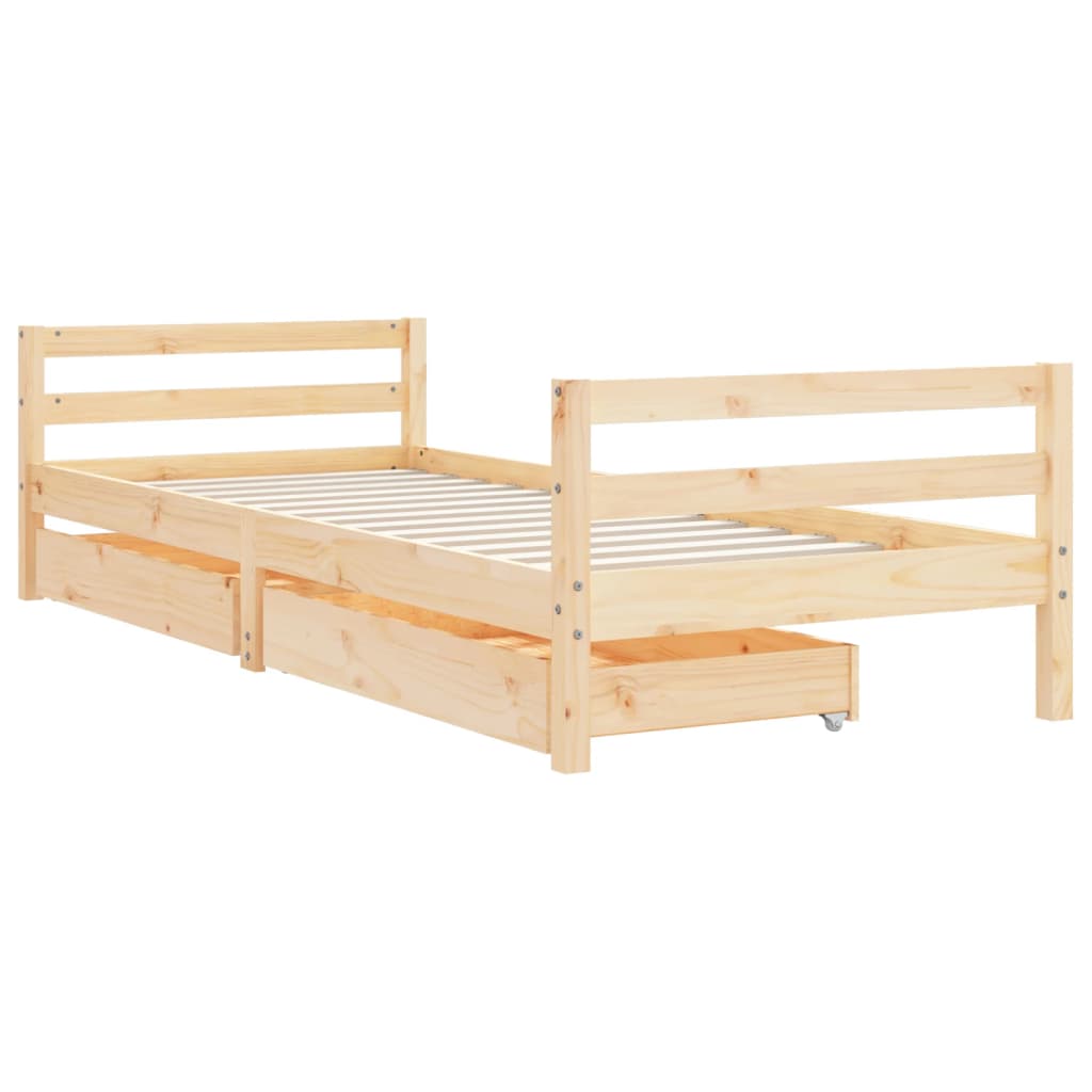 Children's bed frame with drawers 80x200 cm solid pine