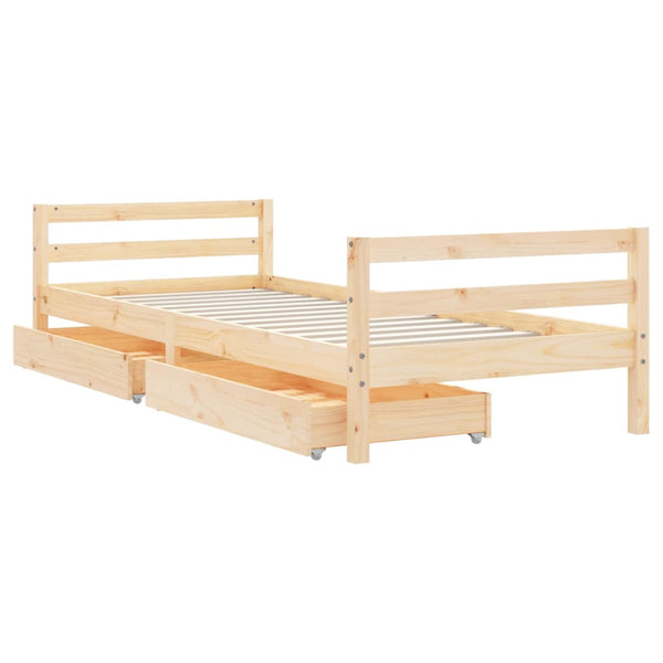 Children's bed frame with drawers 80x200 cm solid pine