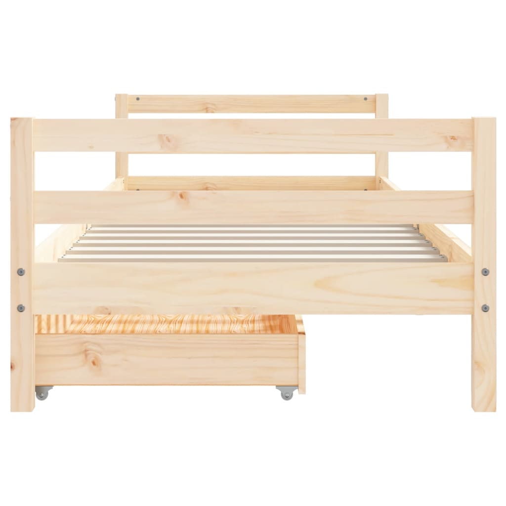 Children's bed frame with drawers 80x200 cm solid pine