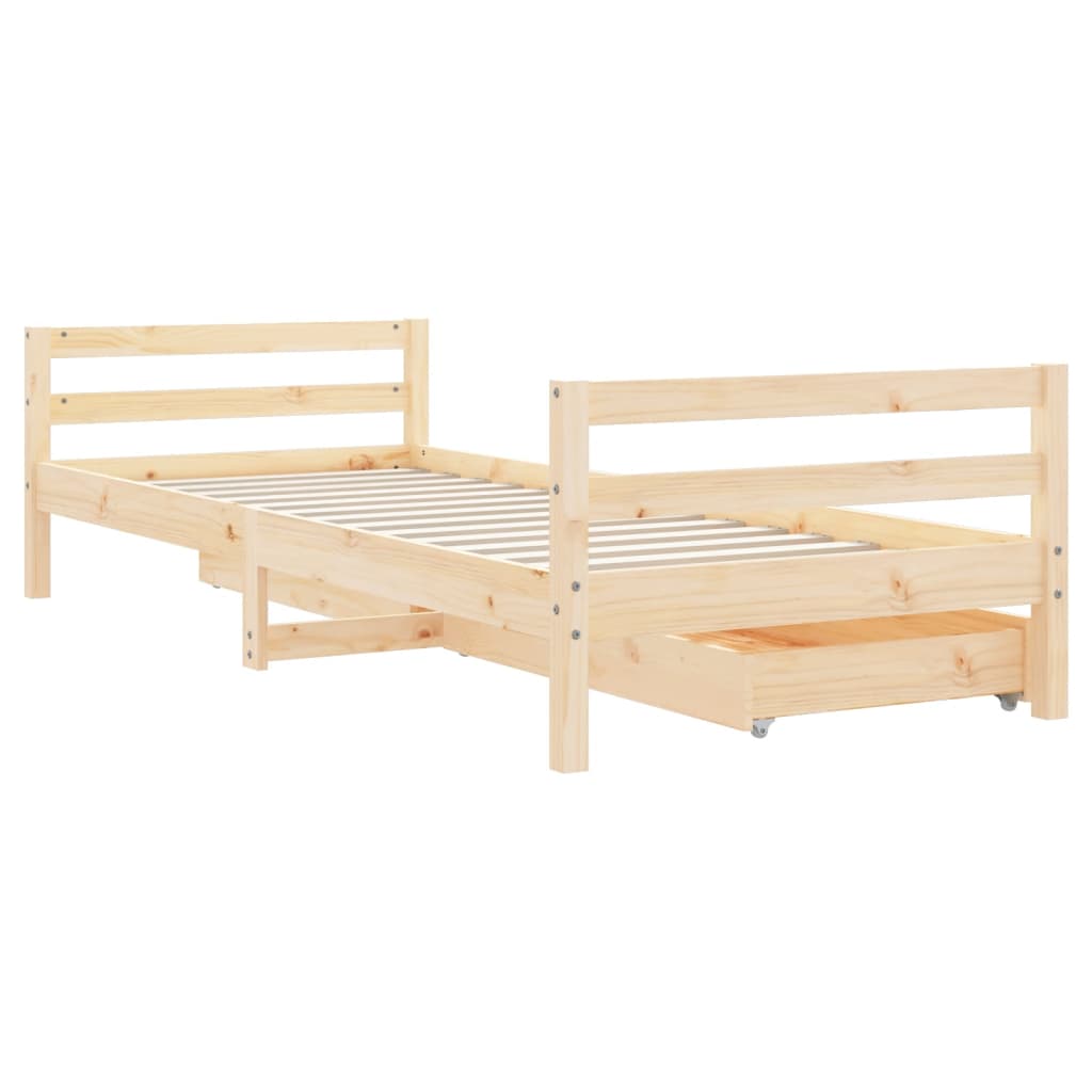 Children's bed frame with drawers 80x200 cm solid pine