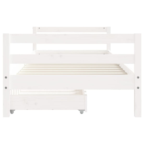 Children's bed frame with drawers 80x200cm white solid pine