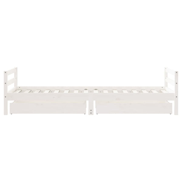 Estrutura cama infantil c/ gavetas 80x200cm pinho maciço branco