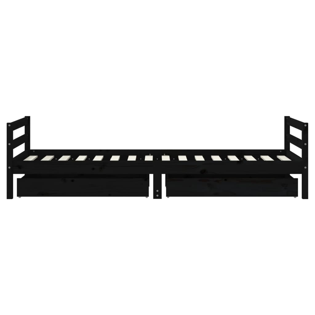 Estructura de cama infantil con cajones 80x200cm pino macizo negro