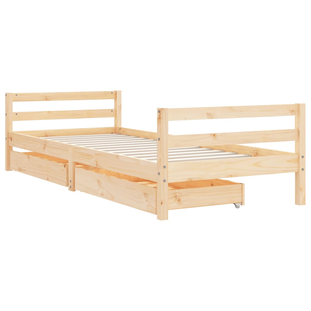 Children's bed frame with drawers 90x200 cm solid pine