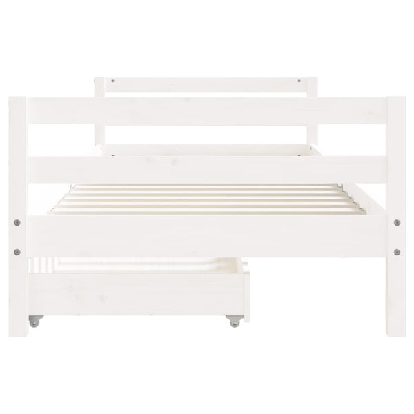 Children's bed frame with drawers 90x200cm solid pine white