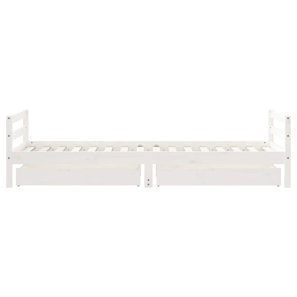 Children's bed frame with drawers 90x200cm solid pine white