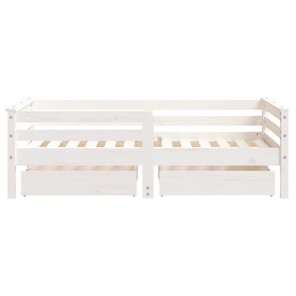 Children's bed frame with drawers 70x140cm solid pine white