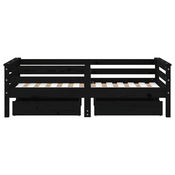 Estructura de cama infantil con cajones 70x140 cm pino macizo negro