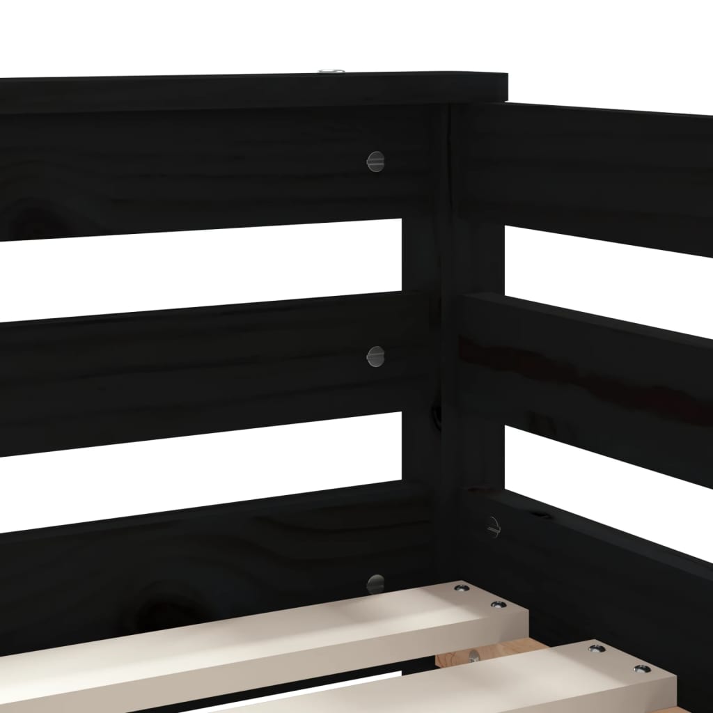 Children's bed frame with drawers 70x140 cm black solid pine