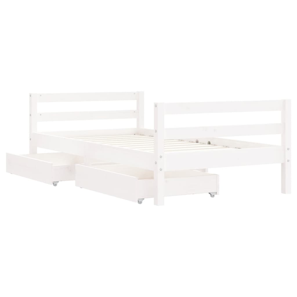 Estructura de cama infantil con cajones 80x160 cm pino macizo blanco