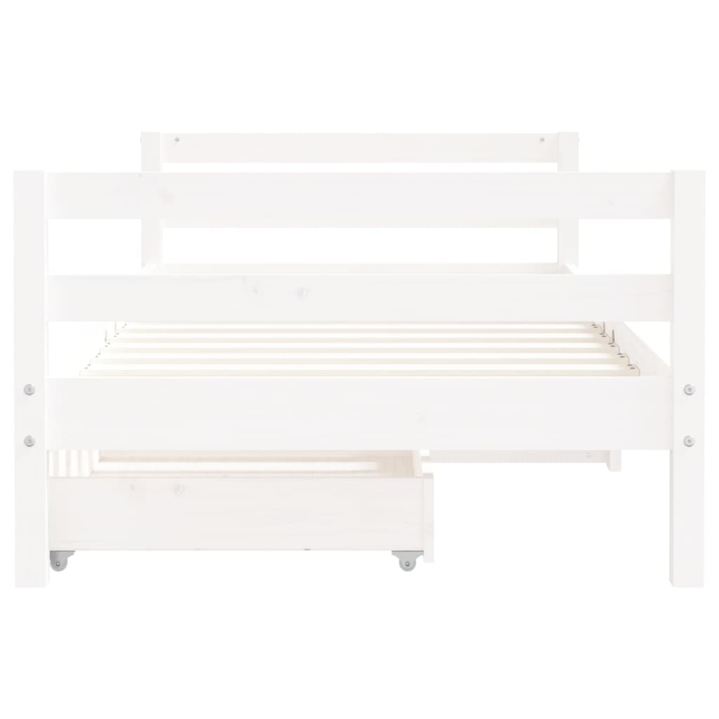 Children's bed frame with drawers 80x160cm solid pine white