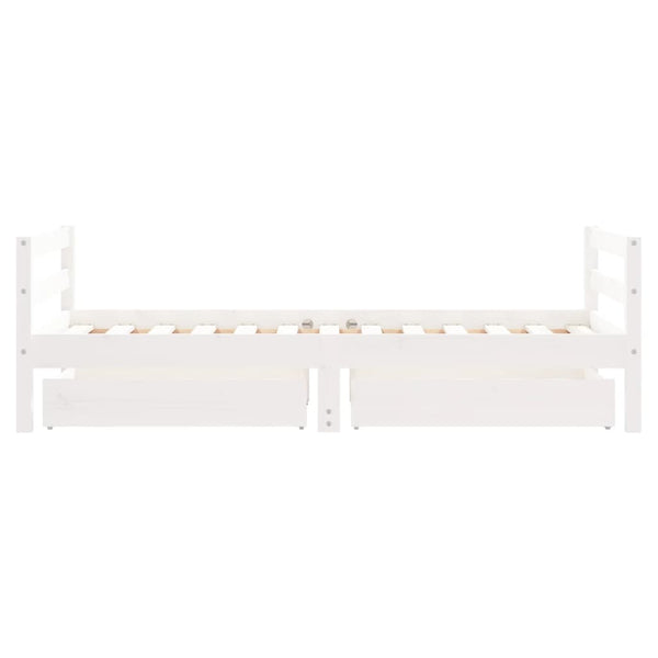 Children's bed frame with drawers 80x160cm solid pine white