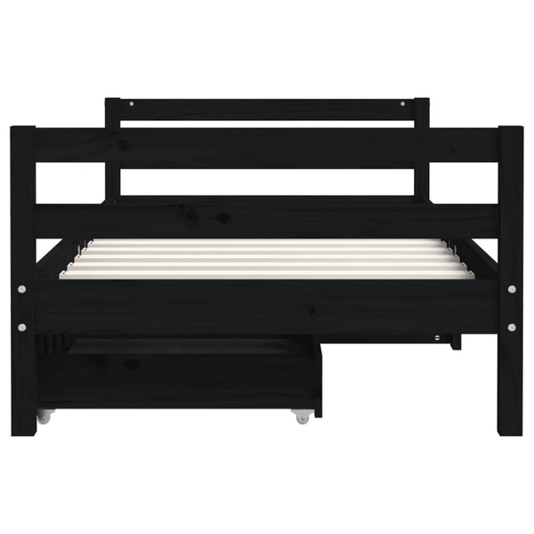 Estructura de cama infantil con cajones 80x160 cm pino macizo negro