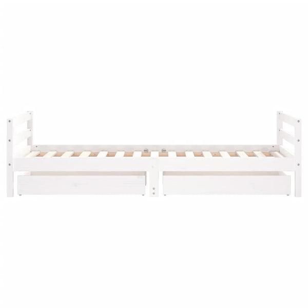 Children's bed frame with drawers 90x190cm solid pine white