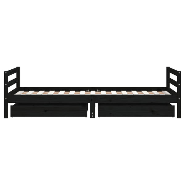 Estructura de cama infantil con cajones 90x190 cm pino macizo negro