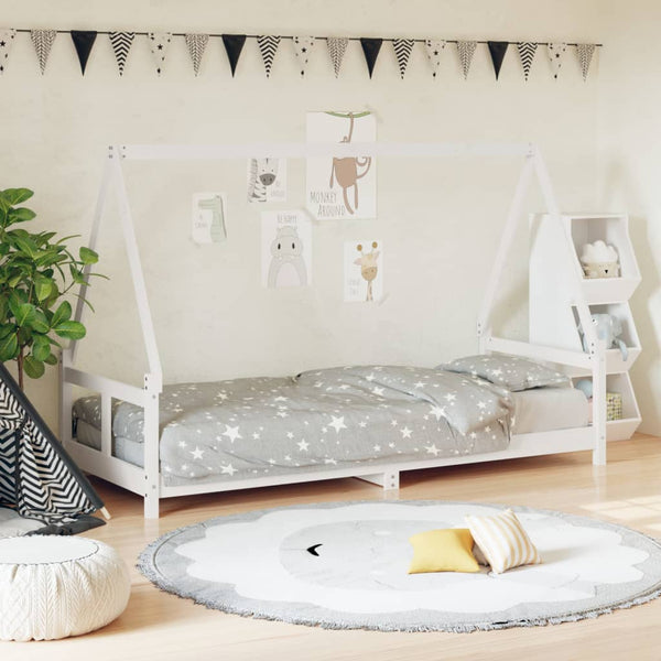 Estrutura de cama infantil 80x200 cm pinho maciço branco