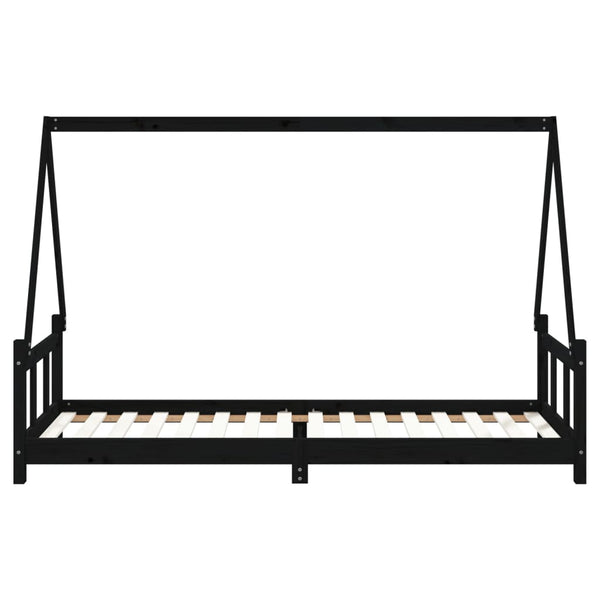 Children's bed frame 90x200 cm black solid pine