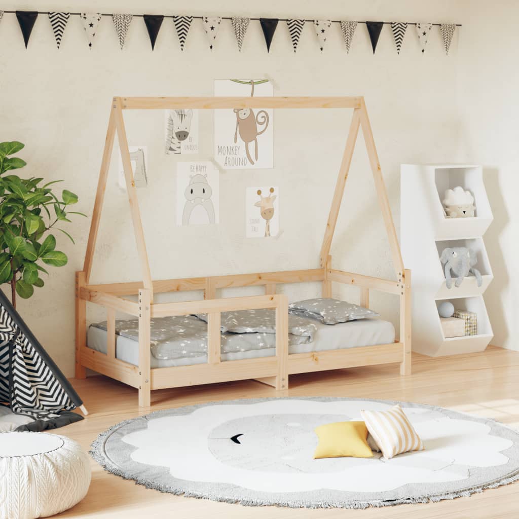 Estructura de cama infantil de pino macizo 70x140 cm