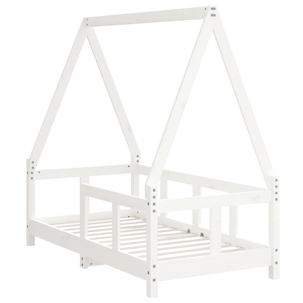 Estructura de cama infantil 70x140 cm pino macizo blanco