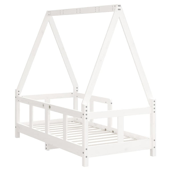 Estructura de cama infantil 70x140 cm pino macizo blanco