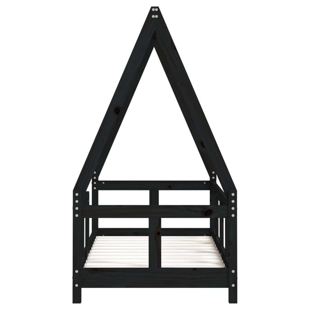 Estrutura de cama infantil 70x140 cm pinho maciço preto