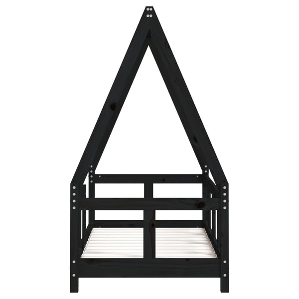 Estructura de cama infantil 70x140 cm pino macizo negro