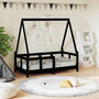 Children's bed frame 70x140 cm black solid pine