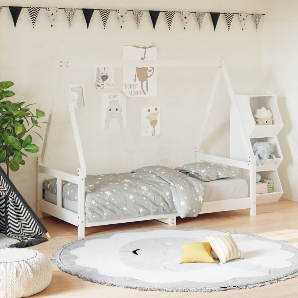 Estructura de cama infantil 80x160 cm pino macizo blanco