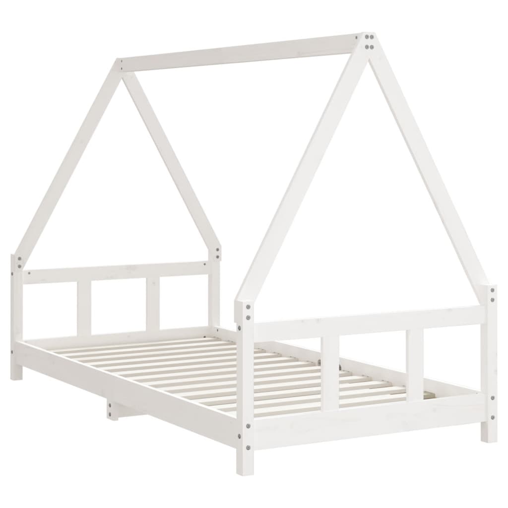 Estructura de cama infantil 90x190 cm pino macizo blanco