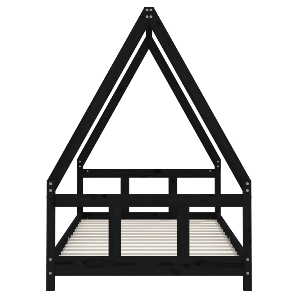 Estructura de cama infantil 90x190 cm pino macizo negro